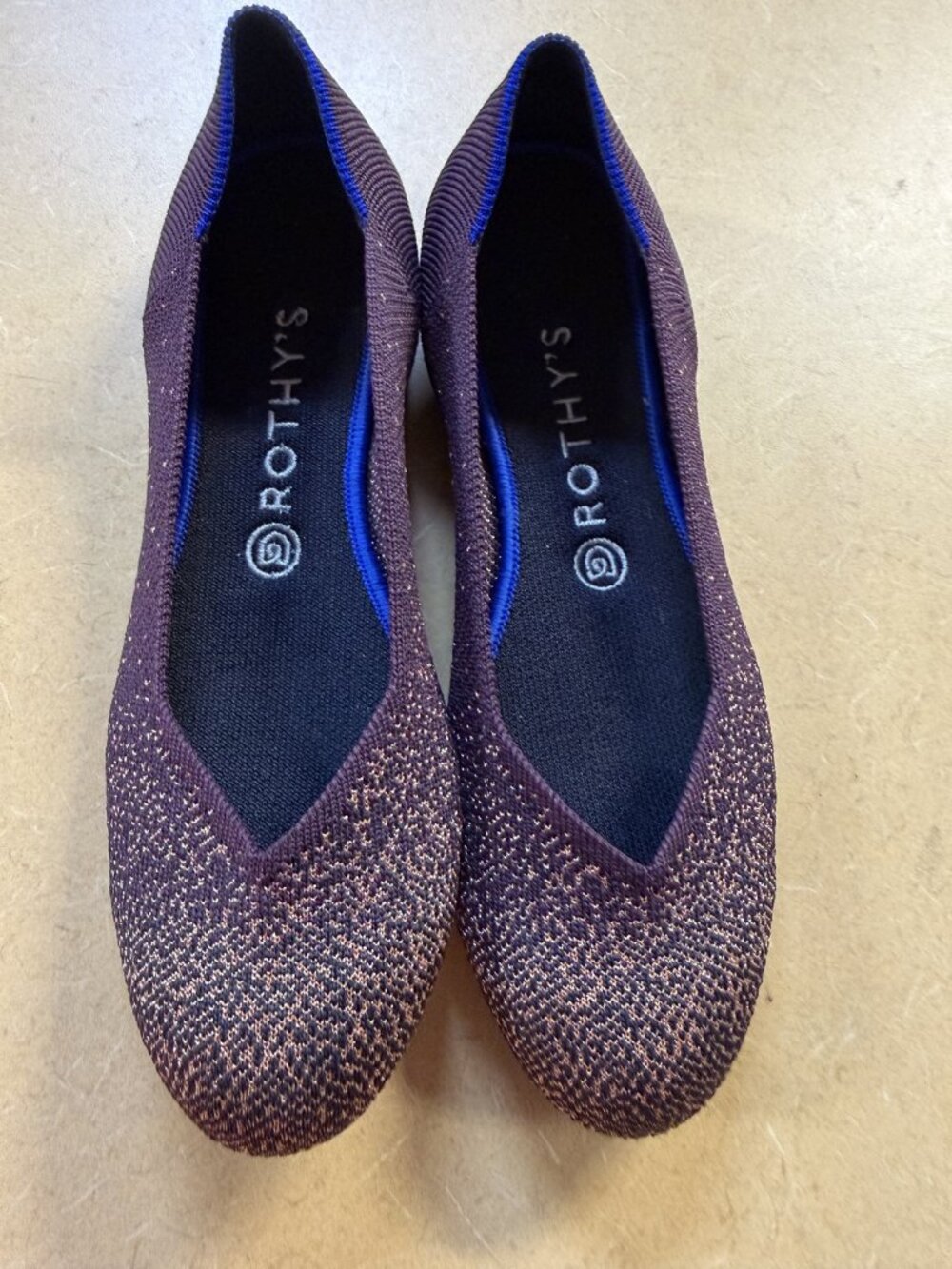 Rothy’s Size 9 Sparkle Knit Ballet Flats with Blue Trim